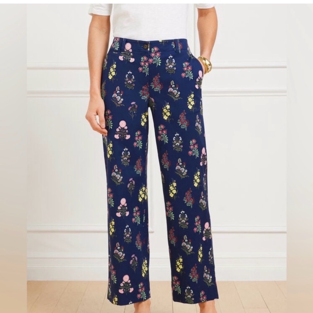 Talbots Navy Floral Wide Leg Pants
